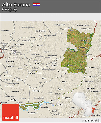 Satellite 3D Map of Alto Parana, shaded relief outside