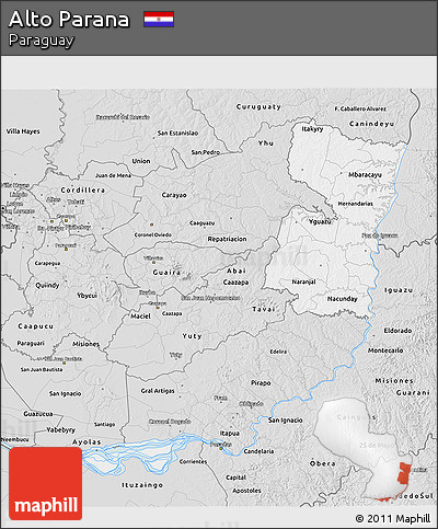 Silver Style 3D Map of Alto Parana
