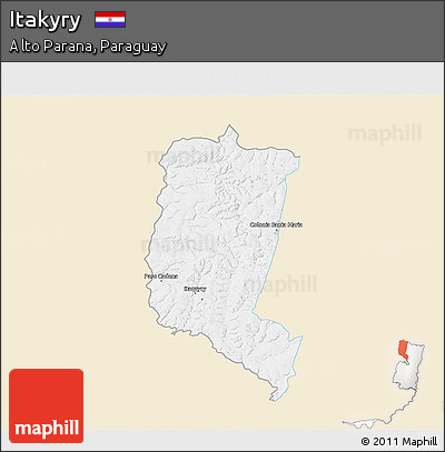 Classic Style 3D Map of Itakyry, single color outside