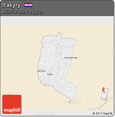 Classic Style 3D Map of Itakyry, single color outside