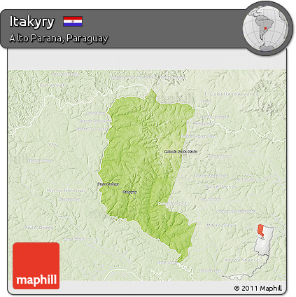 Physical 3D Map of Itakyry, lighten