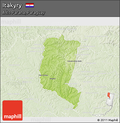 Physical 3D Map of Itakyry, lighten