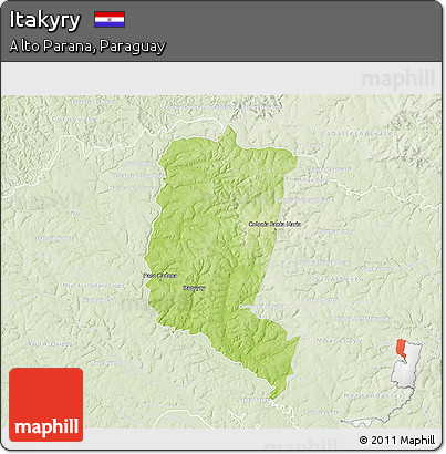 Physical 3D Map of Itakyry, lighten