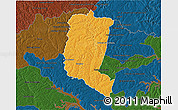 Political 3D Map of Itakyry, darken