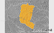Political 3D Map of Itakyry, desaturated