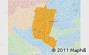 Political 3D Map of Itakyry, lighten