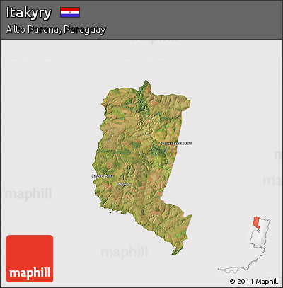 Satellite 3D Map of Itakyry, cropped outside
