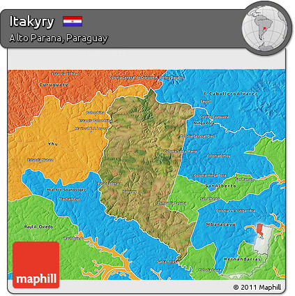 Satellite 3D Map of Itakyry, political outside