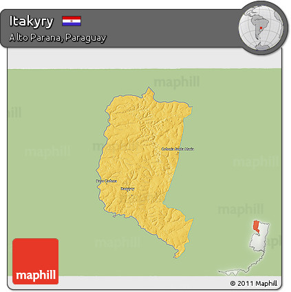 Savanna Style 3D Map of Itakyry, single color outside