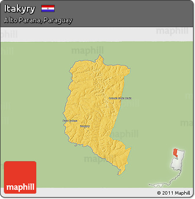 Savanna Style 3D Map of Itakyry, single color outside