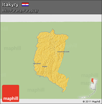 Savanna Style 3D Map of Itakyry, single color outside