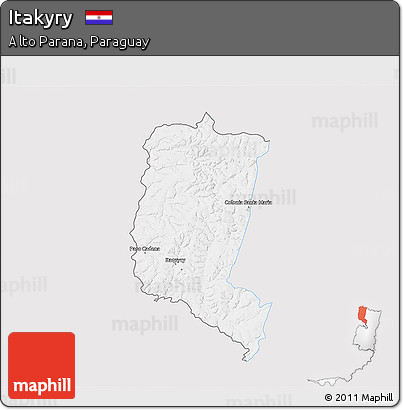 Silver Style 3D Map of Itakyry, single color outside