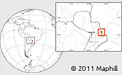 Blank Location Map of Itakyry, highlighted parent region, within the entire country