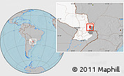 Gray Location Map of Itakyry, highlighted country, highlighted parent region, hill shading