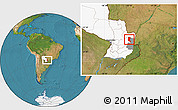 Satellite Location Map of Itakyry, highlighted country, highlighted parent region