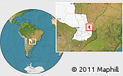 Satellite Location Map of Itakyry, highlighted country