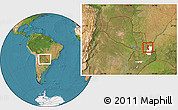 Satellite Location Map of Itakyry, highlighted parent region, within the entire country