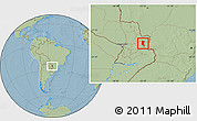 Savanna Style Location Map of Itakyry, hill shading