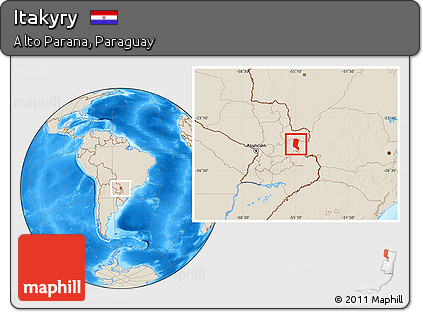 Shaded Relief Location Map of Itakyry