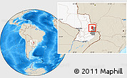 Shaded Relief Location Map of Itakyry, highlighted country, highlighted parent region