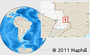 Shaded Relief Location Map of Itakyry, highlighted country