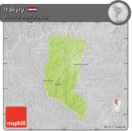 Physical Map of Itakyry, lighten, desaturated