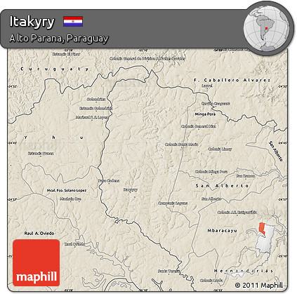Shaded Relief Map of Itakyry