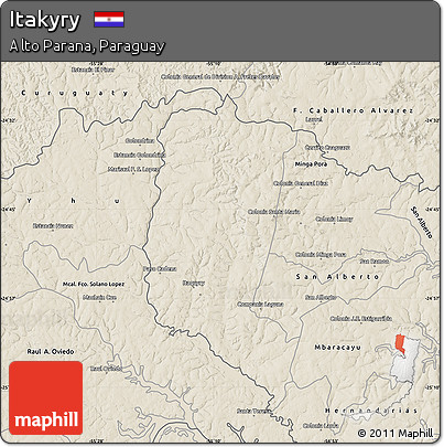 Shaded Relief Map of Itakyry