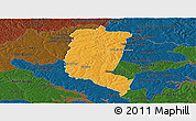 Political Panoramic Map of Itakyry, darken