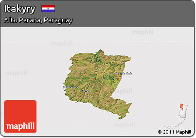 Satellite Panoramic Map of Itakyry, cropped outside