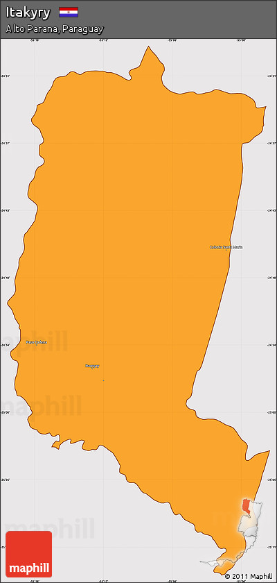 Political Simple Map of Itakyry, cropped outside