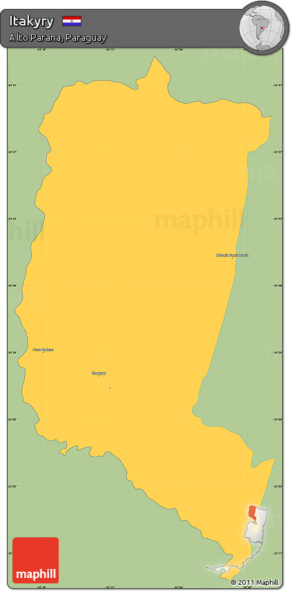 Savanna Style Simple Map of Itakyry, single color outside