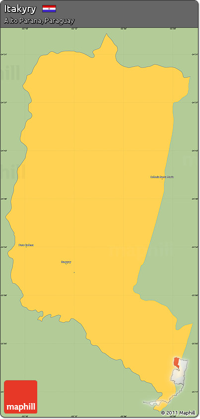 Savanna Style Simple Map of Itakyry, single color outside