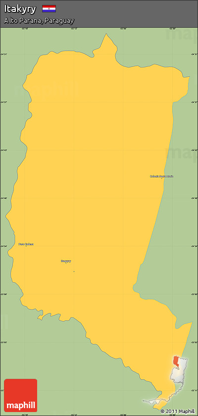 Savanna Style Simple Map of Itakyry, single color outside
