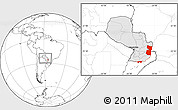 Blank Location Map of Alto Parana, highlighted country, within the entire country