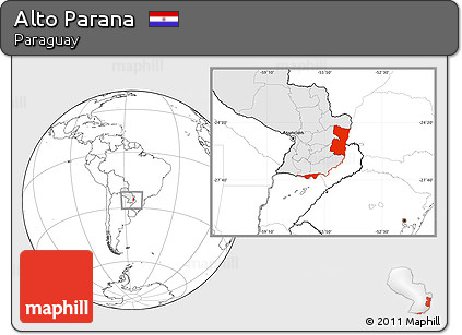 Blank Location Map of Alto Parana, highlighted country