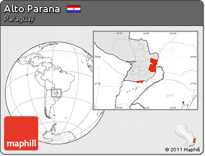 Blank Location Map of Alto Parana, highlighted country