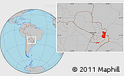 Gray Location Map of Alto Parana, within the entire country