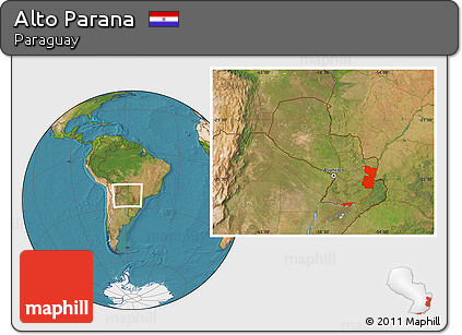 Satellite Location Map of Alto Parana, within the entire country