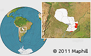 Satellite Location Map of Alto Parana, highlighted country, within the entire country