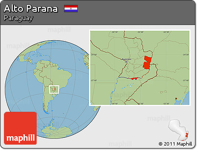 Savanna Style Location Map of Alto Parana