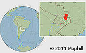 Savanna Style Location Map of Alto Parana, hill shading