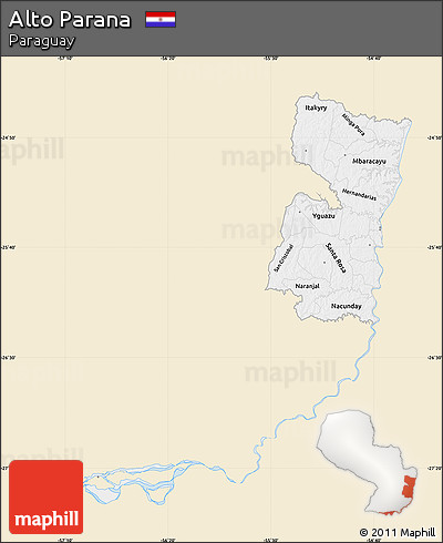 Classic Style Map of Alto Parana, single color outside