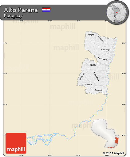 Classic Style Map of Alto Parana, single color outside