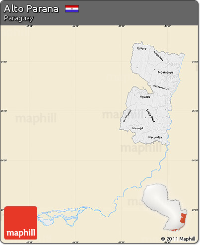 Classic Style Map of Alto Parana, single color outside
