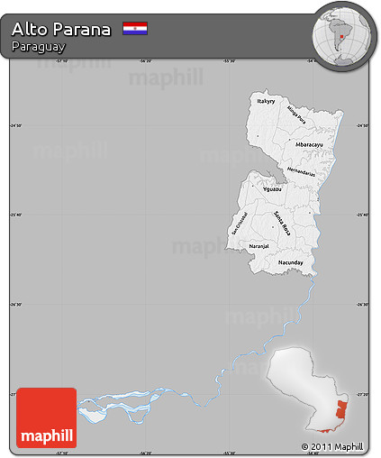 Gray Map of Alto Parana, single color outside