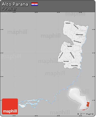 Gray Map of Alto Parana, single color outside