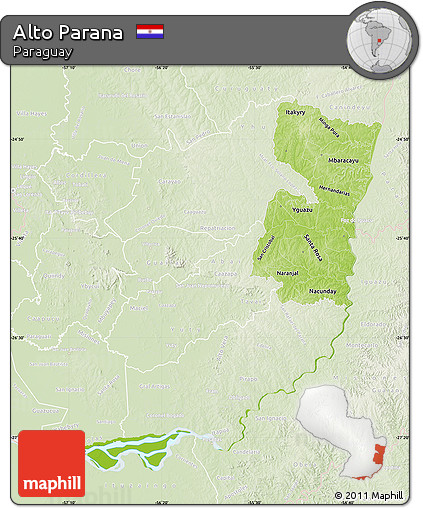 Physical Map of Alto Parana, lighten