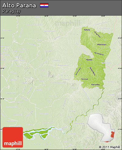 Physical Map of Alto Parana, lighten