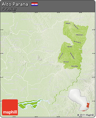 Physical Map of Alto Parana, lighten